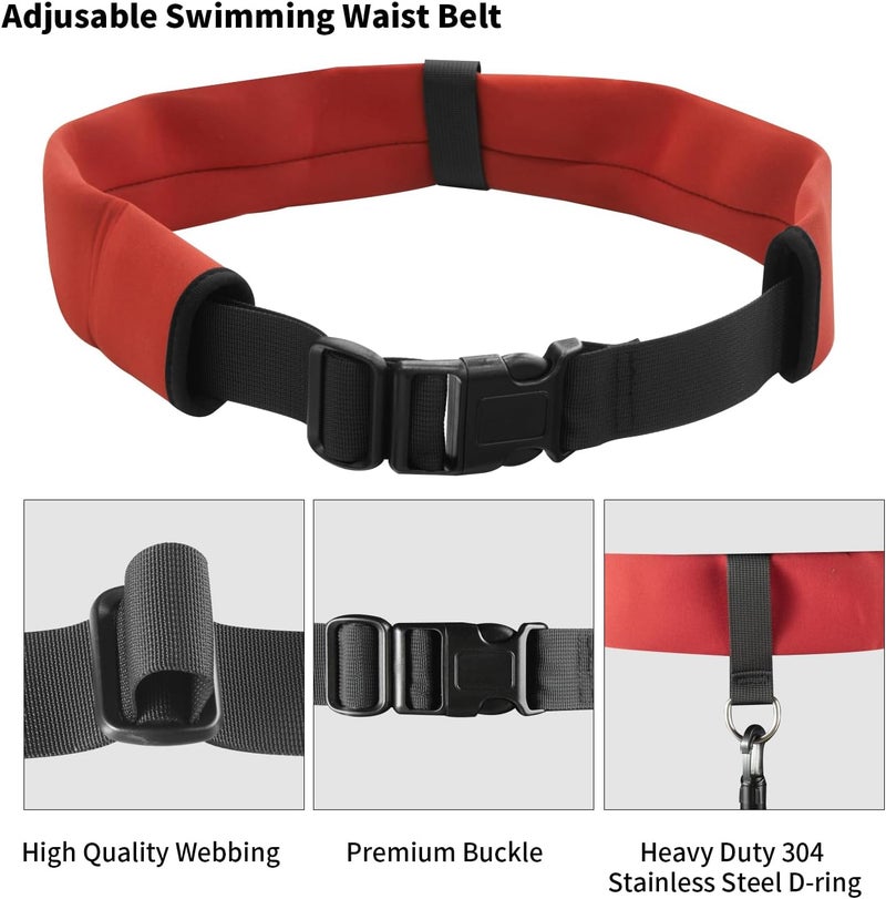 WONEWTH Swim Tether Resistance Belt Stationary Swimming, Pool Swim Bungee Training Belt, Swim Trainer Harness Belts for Adults Exercise - Image 3